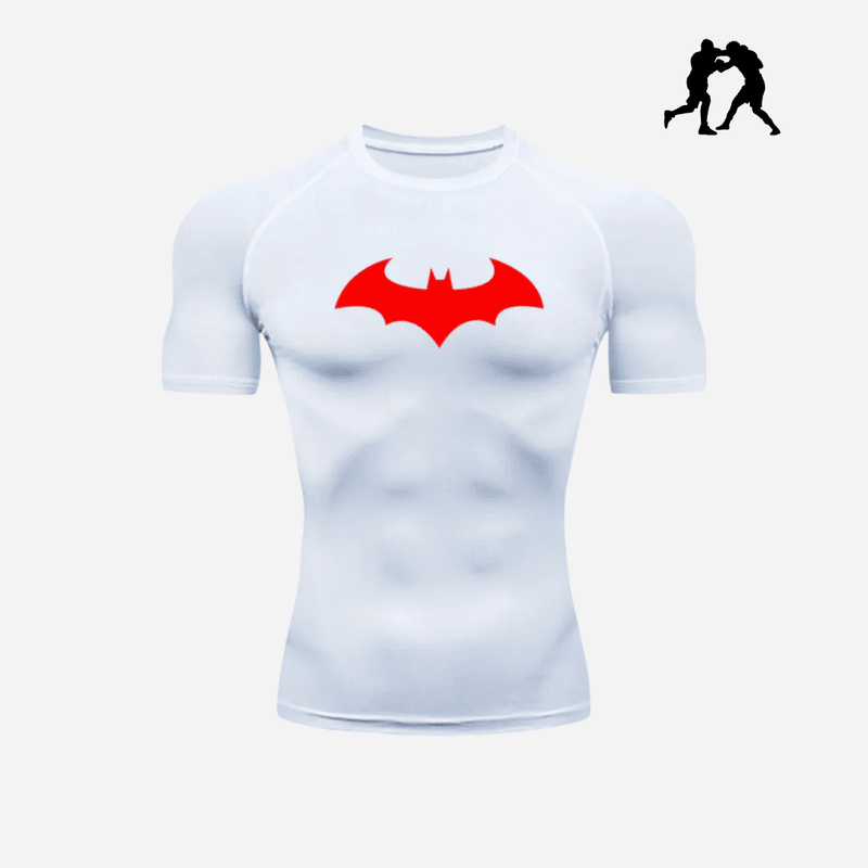 Camiseta Konawi™ T-shirt Manga Curta - Edição Batman Branco e Vermelho