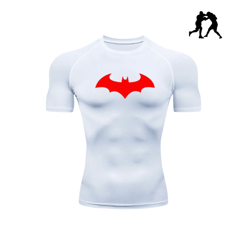 Camiseta Konawi™ T-shirt Manga Curta - Edição Batman Branco e Vermelho